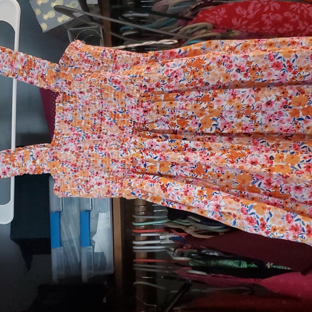 Orange and pink floral dress